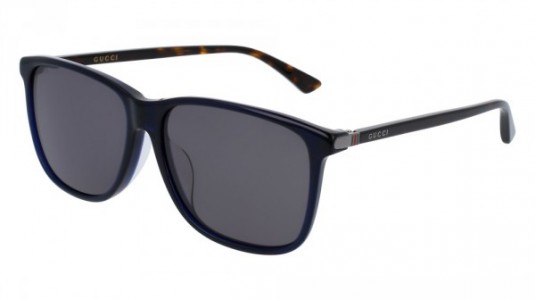 Gucci GG0017SA Sunglasses, 004 - BLUE with HAVANA temples and GREY lenses