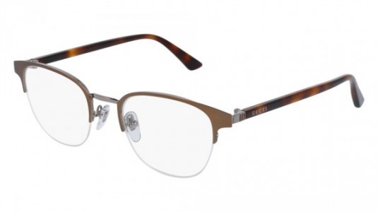 Gucci GG0020O Eyeglasses, 002 - BROWN with HAVANA temples