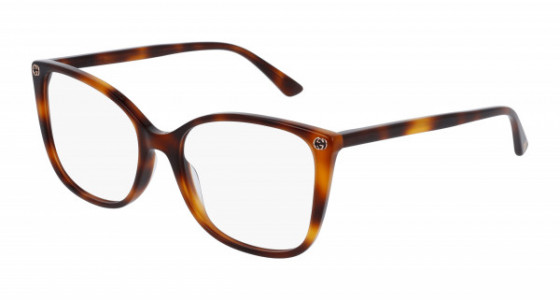 Gucci GG0026O Eyeglasses, 002 - HAVANA with TRANSPARENT lenses