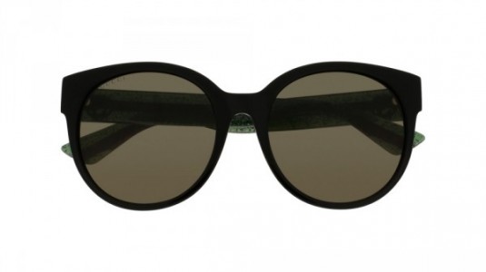 Gucci GG0035SA Sunglasses, 002 - BLACK with GREEN temples and GREEN lenses