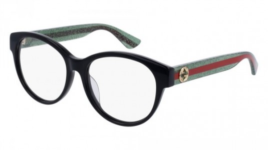 Gucci GG0039OA Eyeglasses, 002 - BLACK with GREEN temples