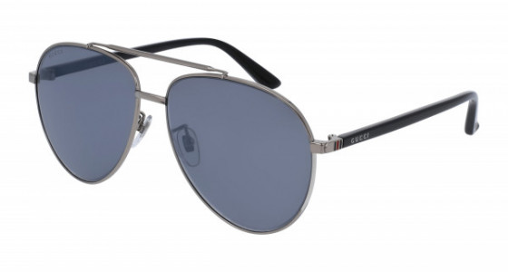 Gucci GG0043SA Sunglasses, 001 - GUNMETAL with BLACK temples and SILVER lenses
