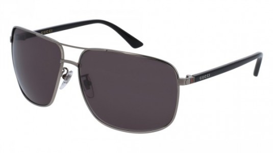 Gucci GG0065SK Sunglasses, 001 - RUTHENIUM with BLACK temples and GREY lenses