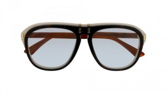 Gucci GG0087S Sunglasses, 001 - HAVANA with LIGHT BLUE lenses