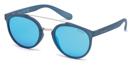 Guess GU-6890 Sunglasses, 91X - Matte Blue / Blu Mirror