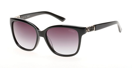 Guess GU-7385 Sunglasses, 01B - Shiny Black / Gradient Smoke
