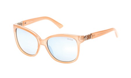 Guess GU-7385 Sunglasses, 57X - Shiny Beige / Blu Mirror
