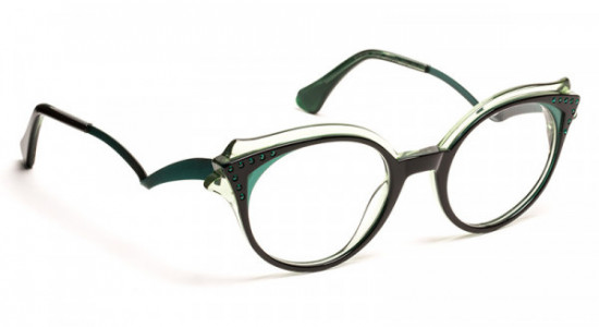 Boz by J.F. Rey EDITH Eyeglasses, BLACK/GREEN WITH STONE EMERALD (0040)