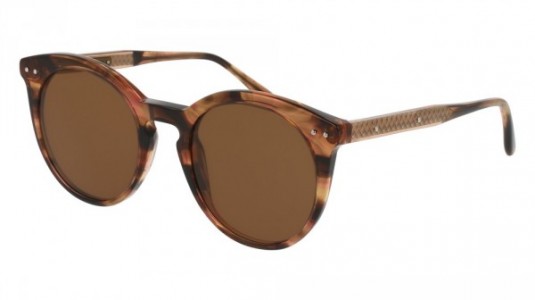 Bottega Veneta BV0096S Sunglasses, 002 - HAVANA with COPPER temples and BROWN polarized lenses