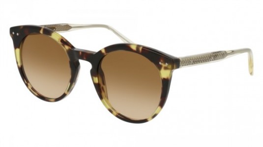 Bottega Veneta BV0096S Sunglasses, 005 - HAVANA with YELLOW temples and BROWN lenses