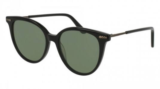 Bottega Veneta BV0103S Sunglasses, 001 - BLACK with SILVER temples and GREY lenses