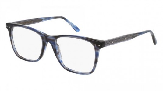 Bottega Veneta BV0099O Eyeglasses, 008 - HAVANA with BLUE temples