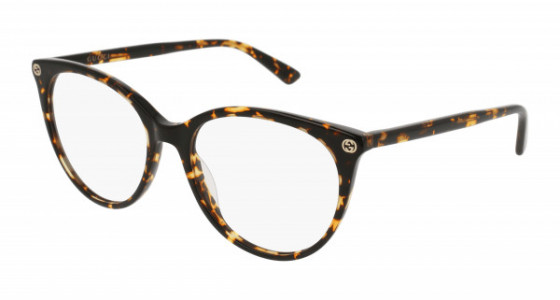Gucci GG0093O Eyeglasses, 002 - HAVANA with TRANSPARENT lenses