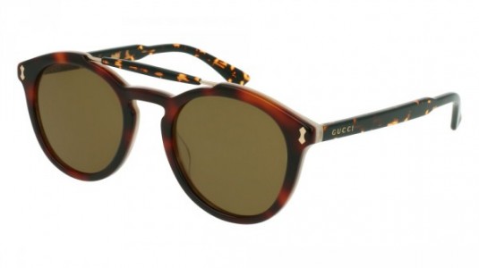 Gucci GG0124S Sunglasses, 004 - HAVANA with GREEN lenses