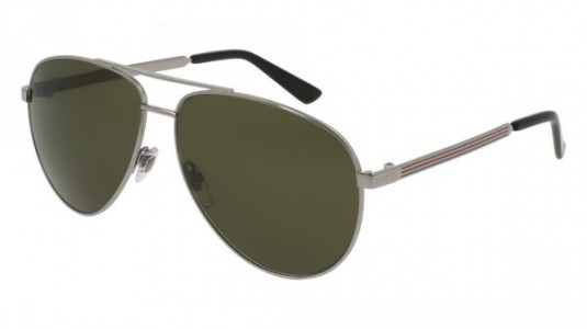 Gucci GG0137S Sunglasses, 003 - RUTHENIUM with GREEN lenses