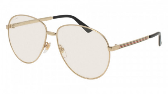Gucci GG0138S Sunglasses, 003 - GOLD with TRANSPARENT lenses