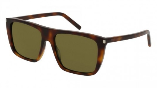 Saint Laurent SL 156 Sunglasses, 002 - HAVANA with GREEN lenses