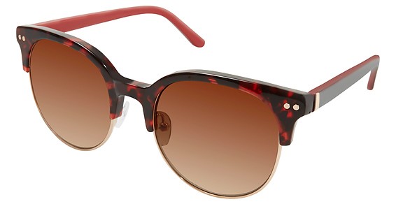 Nicole Miller Sylvan Sunglasses, C02 Red Tortoise (Dark Brown Gradient)