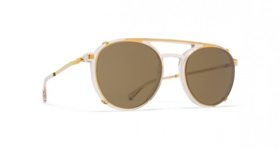 Mykita MIKI Sunglasses, C1 CHAMPAGNE/GLOSSY GOLD - LENS: RAW BROWN SOLID