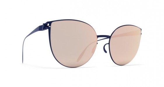 Mykita BEVERLY Sunglasses, F65 NAVY BLUE - LENS: ROSE GOLD FLASH