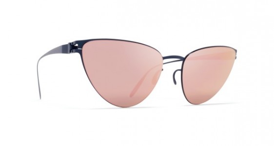 Mykita EARTHA Sunglasses, F65 NAVY BLUE - LENS: ROSE GOLD FLASH