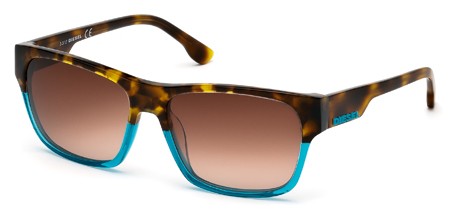 Diesel DL0012 Sunglasses, 89F - Turquoise/other / Gradient Brown