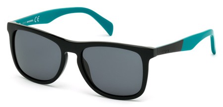 Diesel DL0162 Sunglasses, 01P - Shiny Black  / Gradient Green