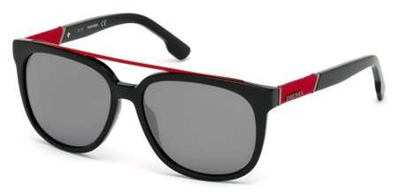 Diesel DL0166 Sunglasses, 01C - Shiny Black  / Smoke Mirror