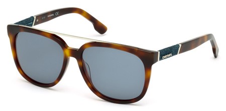 Diesel DL0166 Sunglasses, 53V - Blonde Havana / Blue