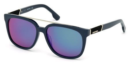 Diesel DL0166 Sunglasses, 90Q - Shiny Blue / Green Mirror