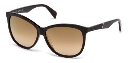 Diesel DL0221 Sunglasses, 52G - Dark Havana / Brown Mirror