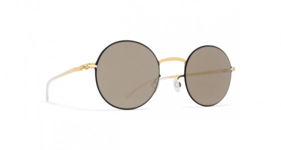 Mykita ENNIO Sunglasses, GOLD/JET BLACK - LENS: BRILLIANT GREY SOLID