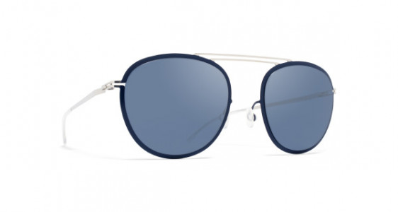 Mykita LUIGI Sunglasses, SILVER/NIGHT SKY - LENS: SAPPHIRE BLUE FLASH