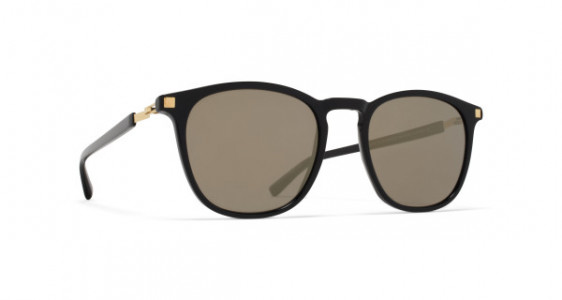 Mykita ALUKI Sunglasses, C6 BLACK/GLOSSY GOLD - LENS: BRILLIANT GREY SOLID