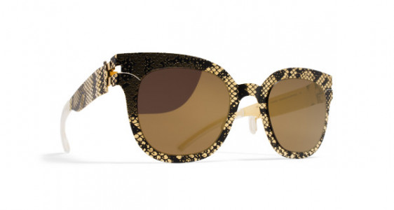 Mykita MMTRANSFER002 Sunglasses, GOLD/BLACK PYTHON - LENS: TERRA FLASH