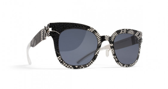Mykita MMTRANSFER002 Sunglasses, SILVER/BLACK PYTHON - LENS: DARK GREY SOLID