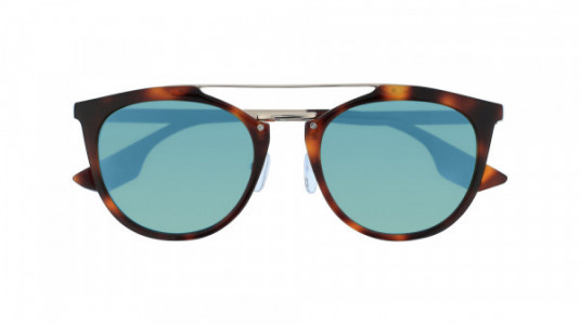 McQ MQ0037S Sunglasses, 002 - HAVANA with GOLD temples and GREEN lenses