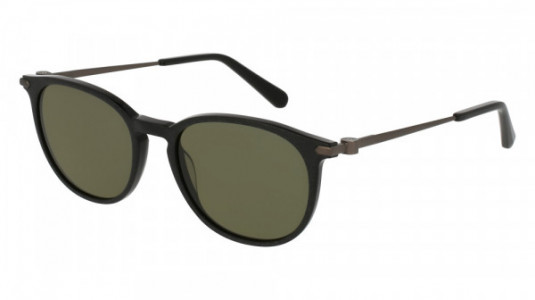 Brioni BR0015S Sunglasses, 001 - BLACK with SILVER temples and GREEN lenses