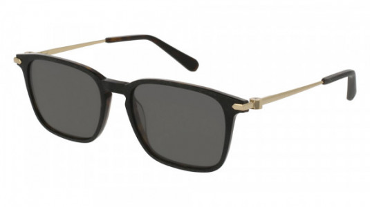 Brioni BR0017S Sunglasses, 002 - BLACK with GOLD temples and GREY lenses