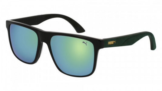 Puma PU0104S Sunglasses, 003 - BLACK with GREEN temples and GREEN lenses