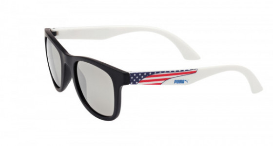 Puma PU0012S Sunglasses, BLACK with WHITE temples and SILVER lenses