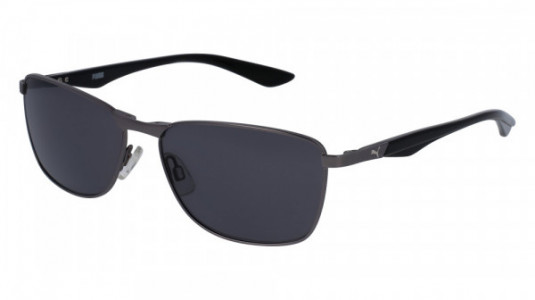 Puma PU0061S Sunglasses, RUTHENIUM with BLACK temples and SMOKE polarized lenses