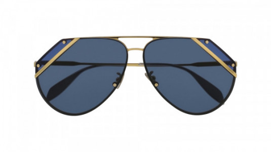 Alexander McQueen AM0092S Sunglasses, 004 - GOLD with BLUE lenses