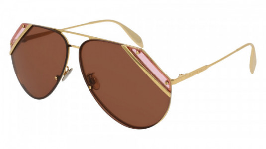 Alexander McQueen AM0092S Sunglasses, 005 - GOLD with COPPER lenses