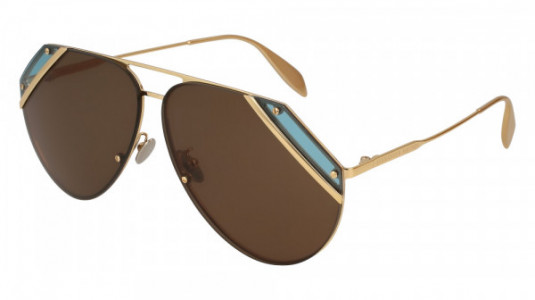 Alexander McQueen AM0092S Sunglasses, 008 - GOLD with BROWN lenses