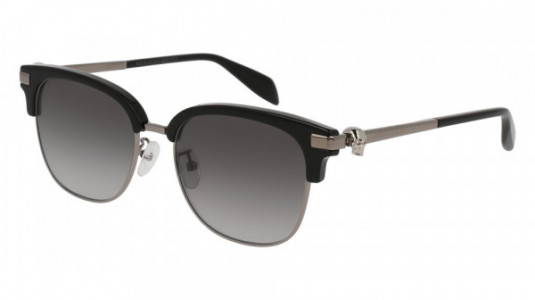 Alexander McQueen AM0095SA Sunglasses, BLACK with RUTHENIUM temples and GREY lenses