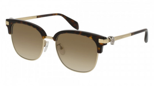 Alexander McQueen AM0095SA Sunglasses, HAVANA with GOLD temples and BROWN lenses