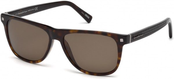 Ermenegildo Zegna EZ0074 Sunglasses, 52M - Dark Havana / Brown Polarized