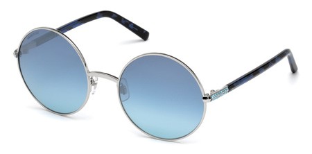 Swarovski SK0139 Sunglasses, 16X - Shiny Palladium / Blu Mirror