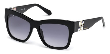 Swarovski SK0141 Sunglasses, 01B - Shiny Black  / Gradient Smoke